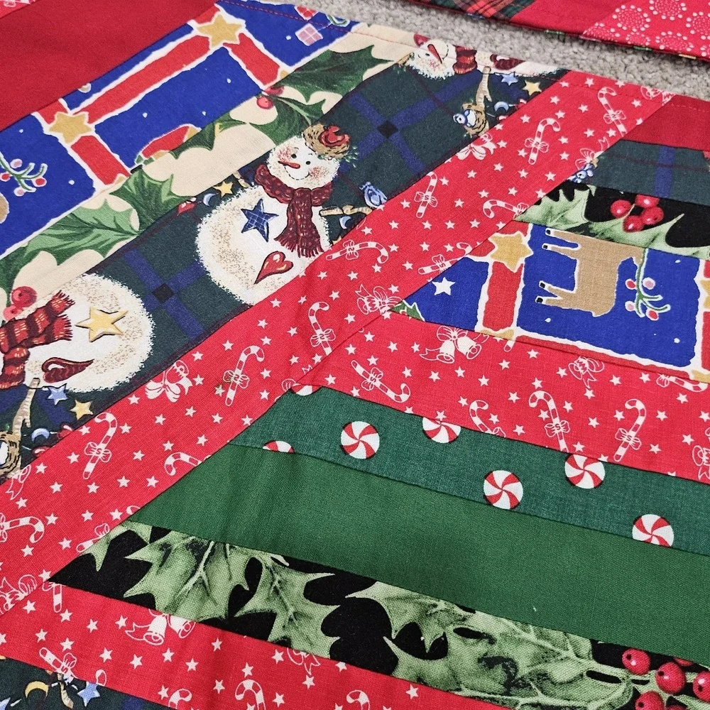 Homemade Christmas Vintage Inspired Patchwork Red Placemats Set of 4 Holiday